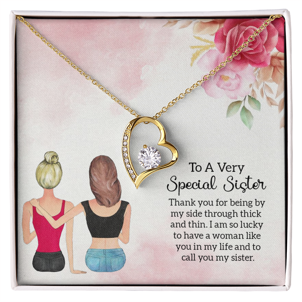 To Sister Special Sister Forever Necklace w Message Card-Express Your Love Gifts