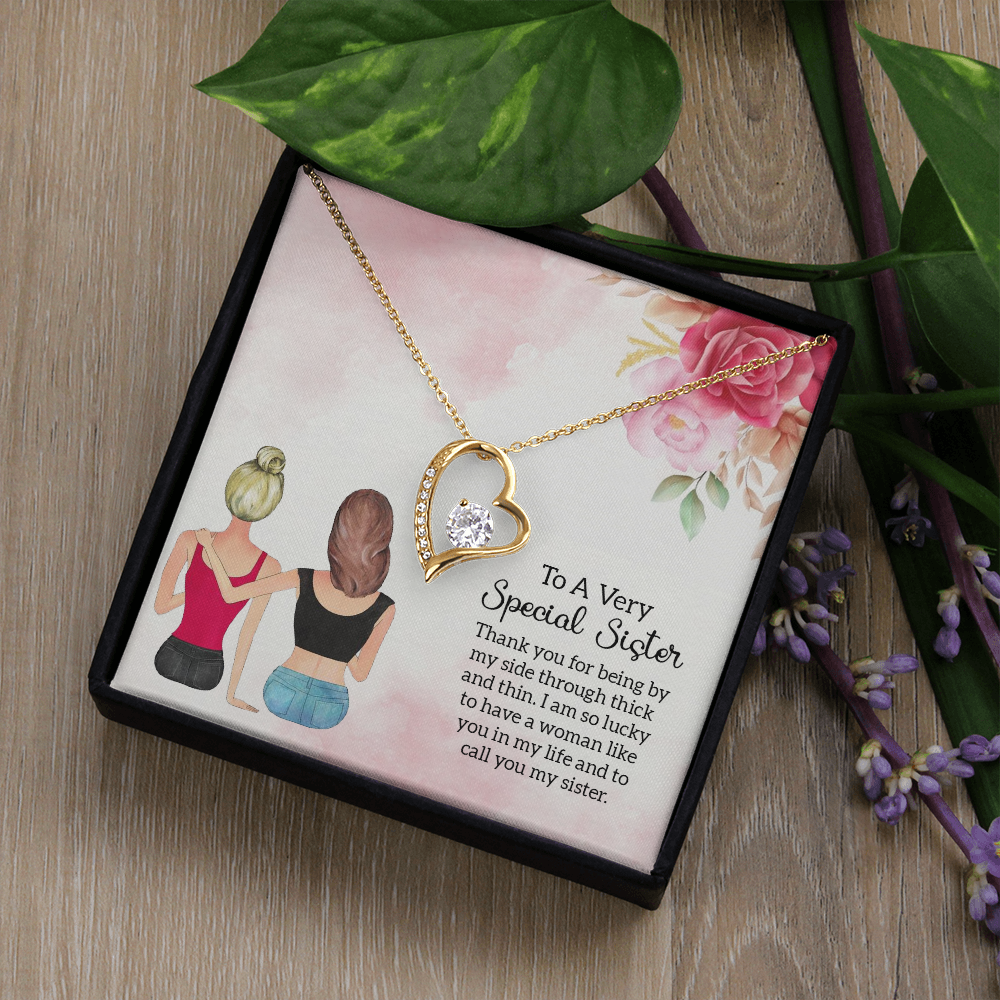 To Sister Special Sister Forever Necklace w Message Card-Express Your Love Gifts