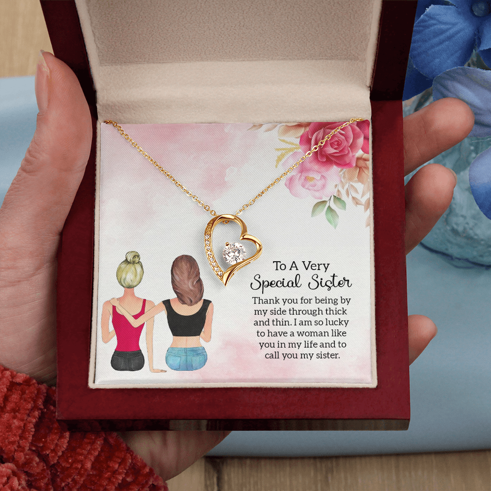 To Sister Special Sister Forever Necklace w Message Card-Express Your Love Gifts