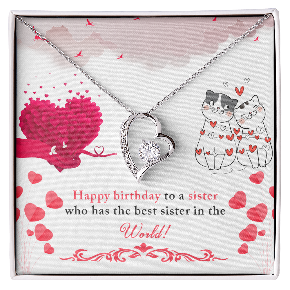 To Sister To The Best Sister Birthday Message Forever Necklace w Message Card-Express Your Love Gifts