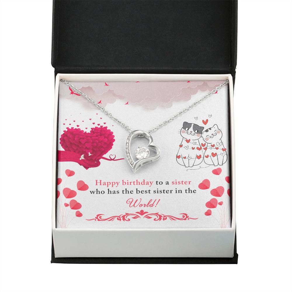To Sister To The Best Sister Birthday Message Forever Necklace w Message Card-Express Your Love Gifts