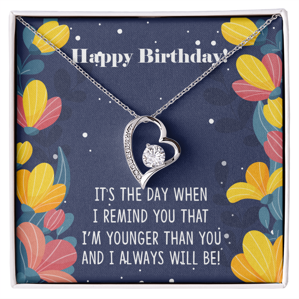 To Sister Younger Than You Birthday Message Forever Necklace w Message Card-Express Your Love Gifts