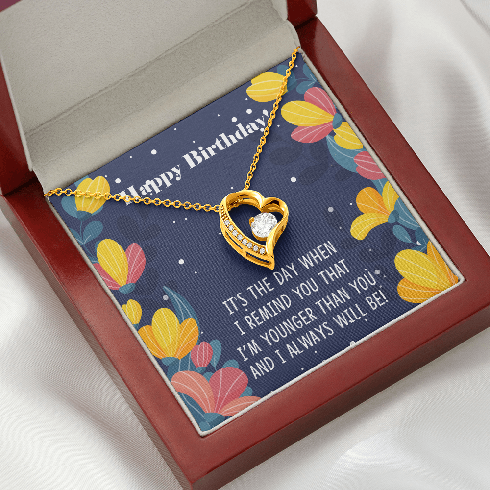 To Sister Younger Than You Birthday Message Forever Necklace w Message Card-Express Your Love Gifts