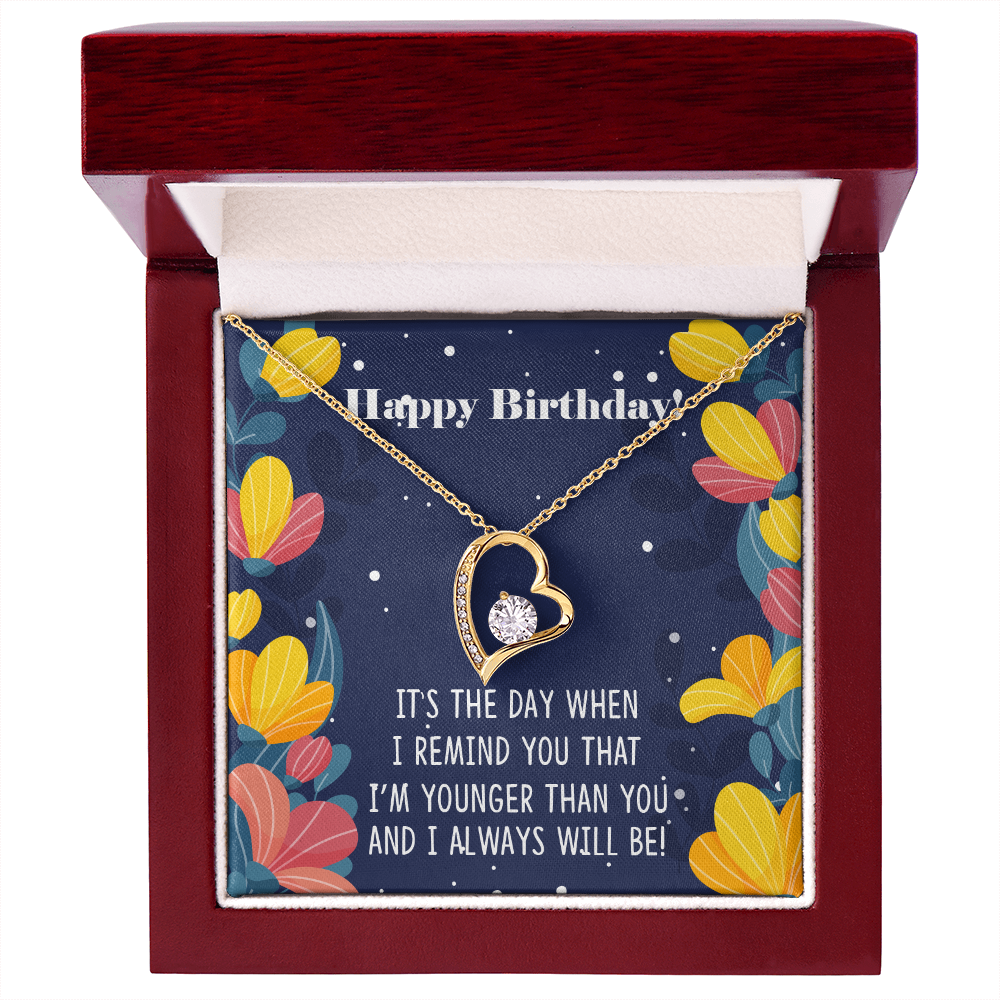 To Sister Younger Than You Birthday Message Forever Necklace w Message Card-Express Your Love Gifts