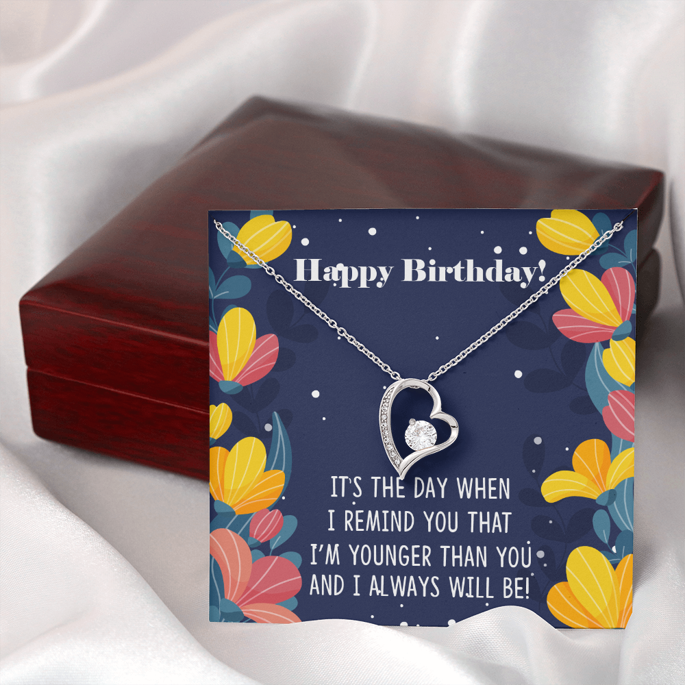 To Sister Younger Than You Birthday Message Forever Necklace w Message Card-Express Your Love Gifts