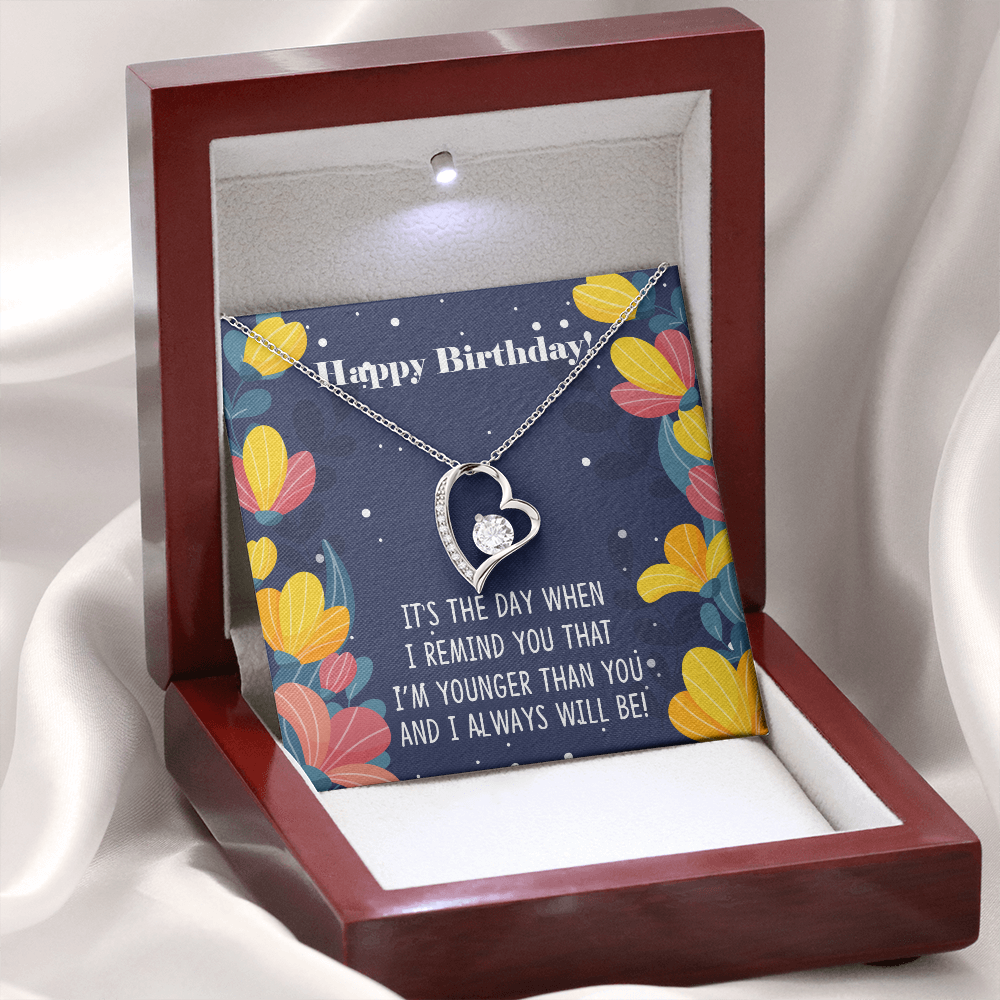 To Sister Younger Than You Birthday Message Forever Necklace w Message Card-Express Your Love Gifts