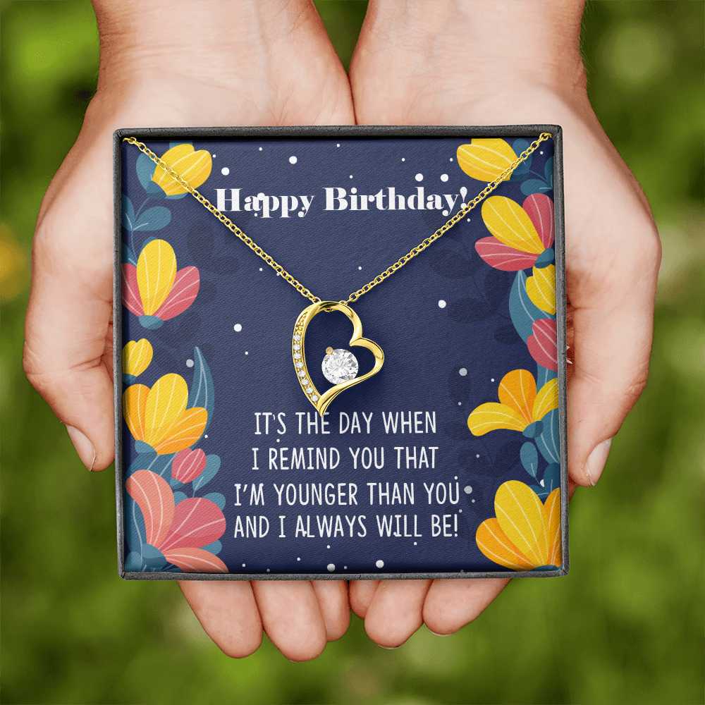 To Sister Younger Than You Birthday Message Forever Necklace w Message Card-Express Your Love Gifts