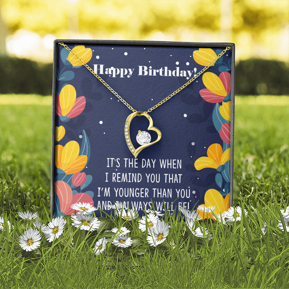 To Sister Younger Than You Birthday Message Forever Necklace w Message Card-Express Your Love Gifts