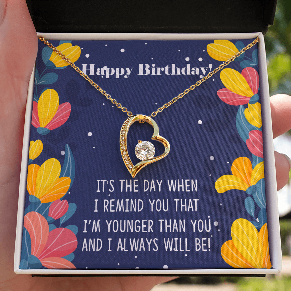 To Sister Younger Than You Birthday Message Forever Necklace w Message Card-Express Your Love Gifts