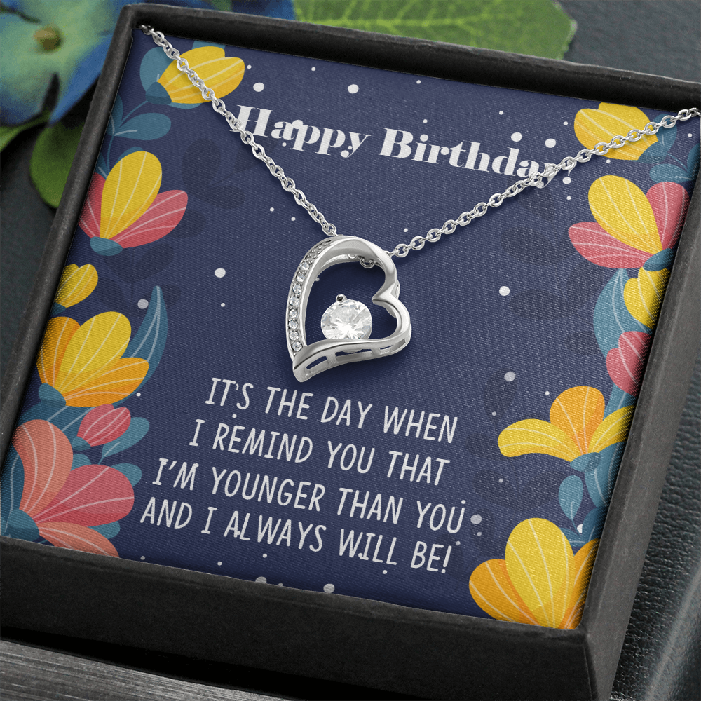 To Sister Younger Than You Birthday Message Forever Necklace w Message Card-Express Your Love Gifts