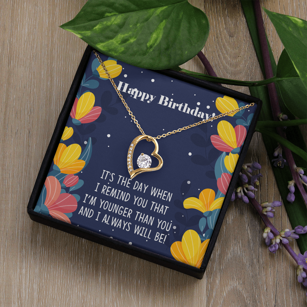 To Sister Younger Than You Birthday Message Forever Necklace w Message Card-Express Your Love Gifts