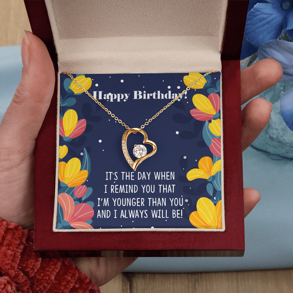 To Sister Younger Than You Birthday Message Forever Necklace w Message Card-Express Your Love Gifts