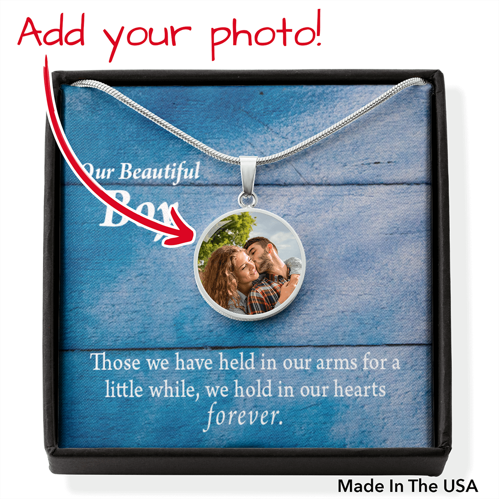 To Son Personalized Memorial Remembrance A Moment In Life Stainless Steel or 18k Gold Circle Pendant 18-22"-Express Your Love Gifts