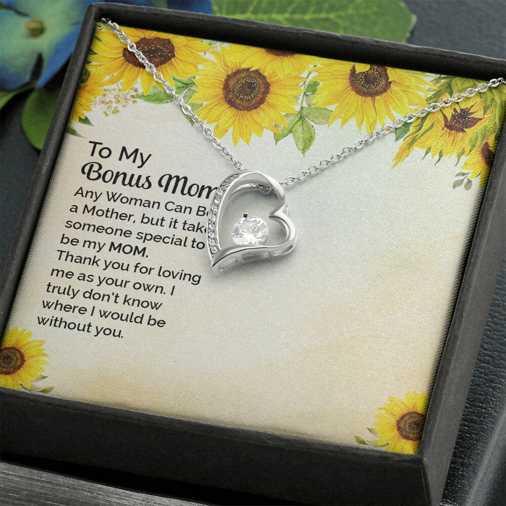 To Step Mom Bonus Mom Any Woman Forever Necklace w Message Card-Express Your Love Gifts