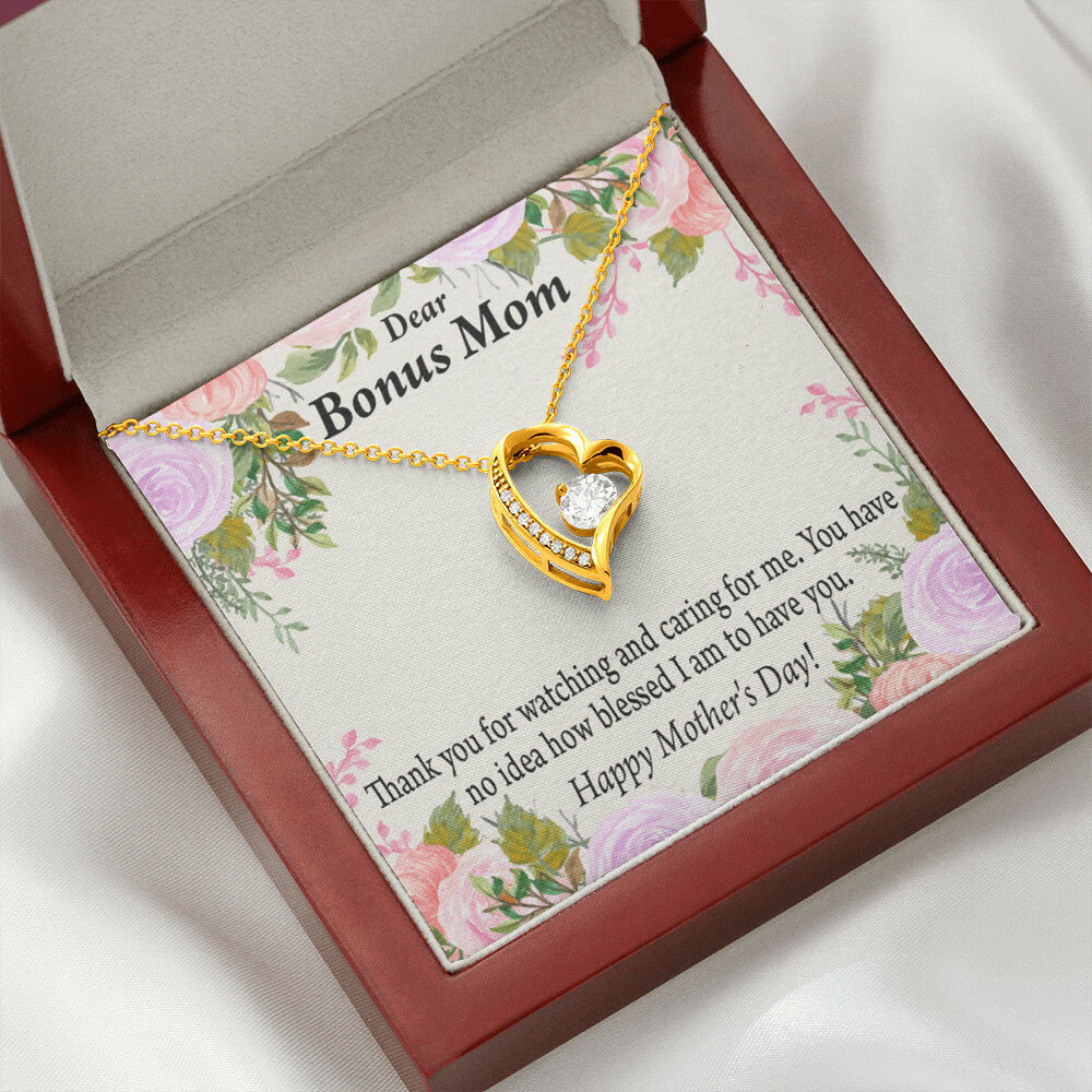 To Step Mom Bonus Mom Blessed to Have You Forever Necklace w Message Card-Express Your Love Gifts