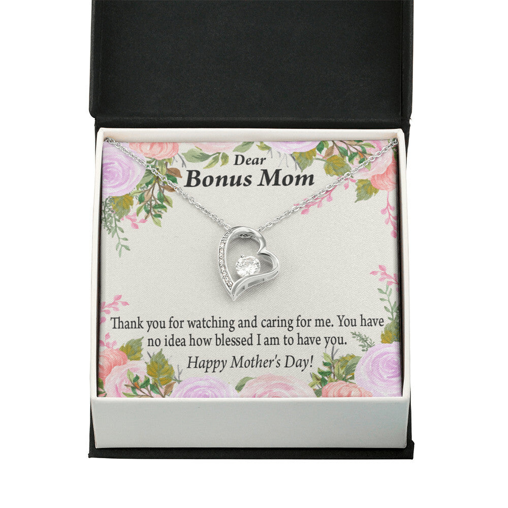 To Step Mom Bonus Mom Blessed to Have You Forever Necklace w Message Card-Express Your Love Gifts