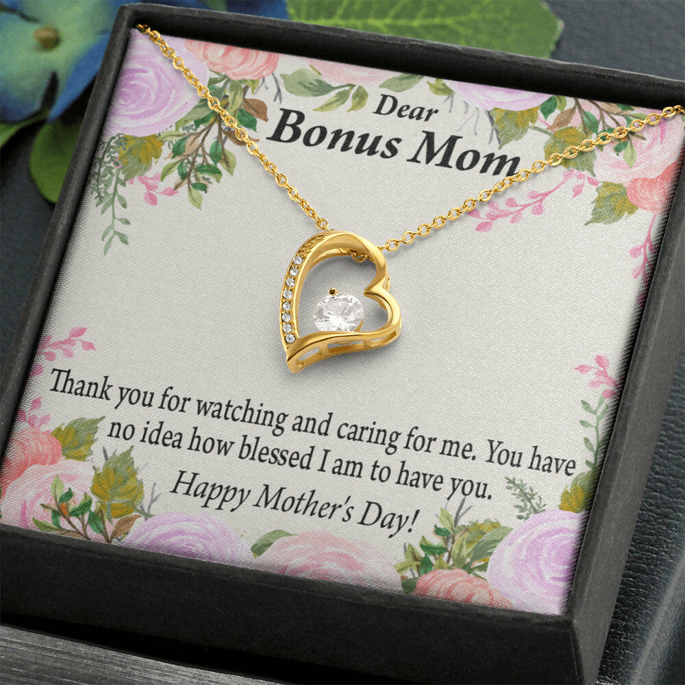 To Step Mom Bonus Mom Blessed to Have You Forever Necklace w Message Card-Express Your Love Gifts