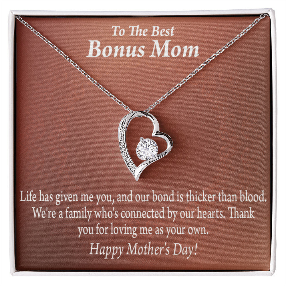 To Step Mom Bonus Mom Happy Mothers Day Forever Necklace w Message Card-Express Your Love Gifts