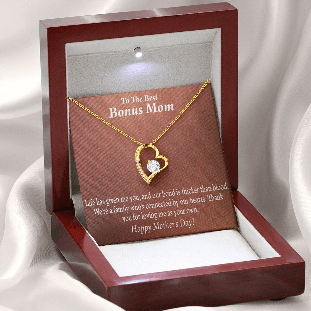 To Step Mom Bonus Mom Happy Mothers Day Forever Necklace w Message Card-Express Your Love Gifts