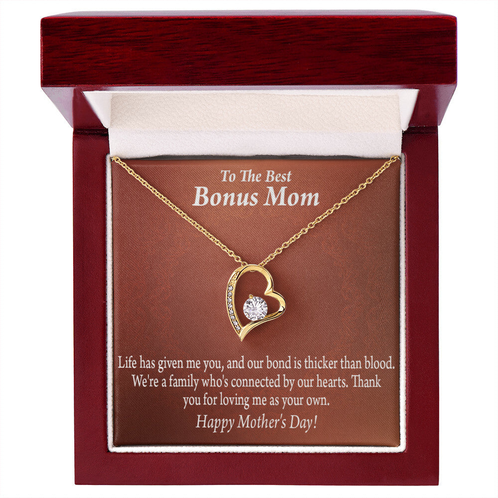 To Step Mom Bonus Mom Happy Mothers Day Forever Necklace w Message Card-Express Your Love Gifts