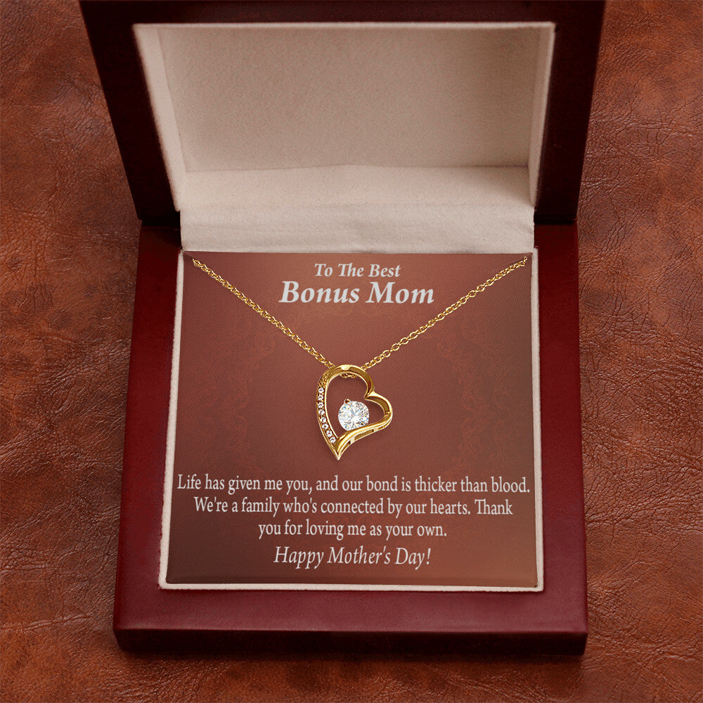 To Step Mom Bonus Mom Happy Mothers Day Forever Necklace w Message Card-Express Your Love Gifts