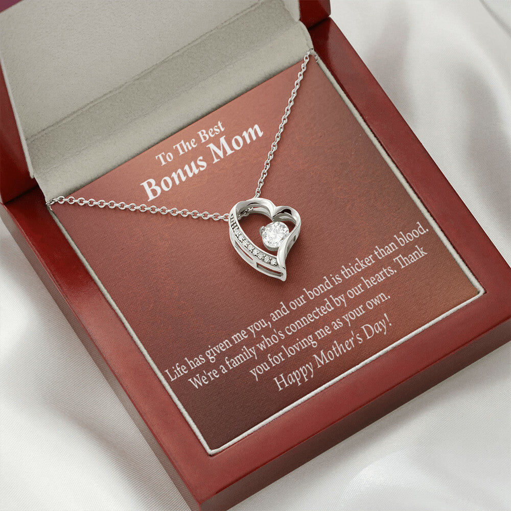 To Step Mom Bonus Mom Happy Mothers Day Forever Necklace w Message Card-Express Your Love Gifts