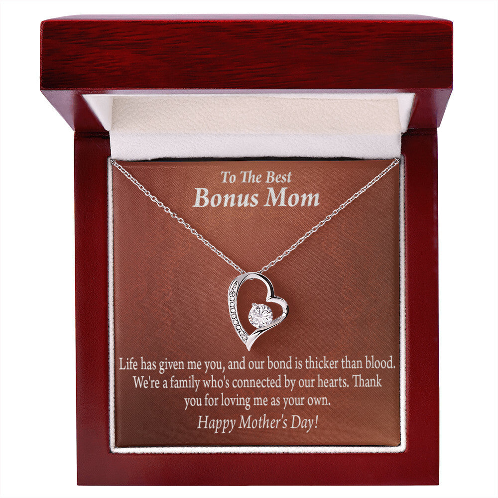 To Step Mom Bonus Mom Happy Mothers Day Forever Necklace w Message Card-Express Your Love Gifts