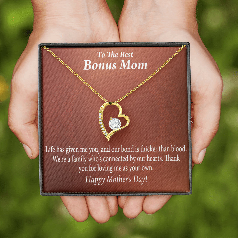 To Step Mom Bonus Mom Happy Mothers Day Forever Necklace w Message Card-Express Your Love Gifts