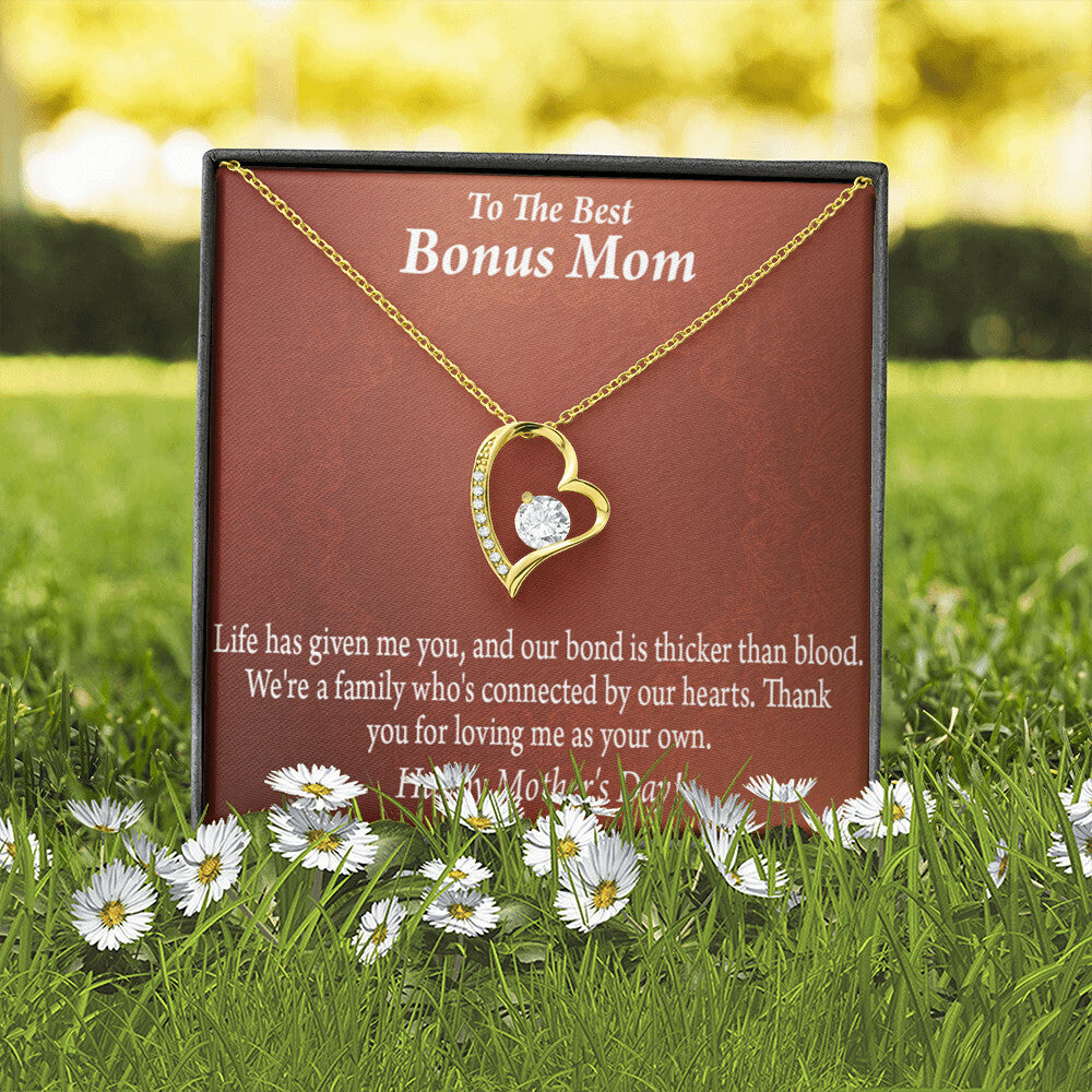 To Step Mom Bonus Mom Happy Mothers Day Forever Necklace w Message Card-Express Your Love Gifts