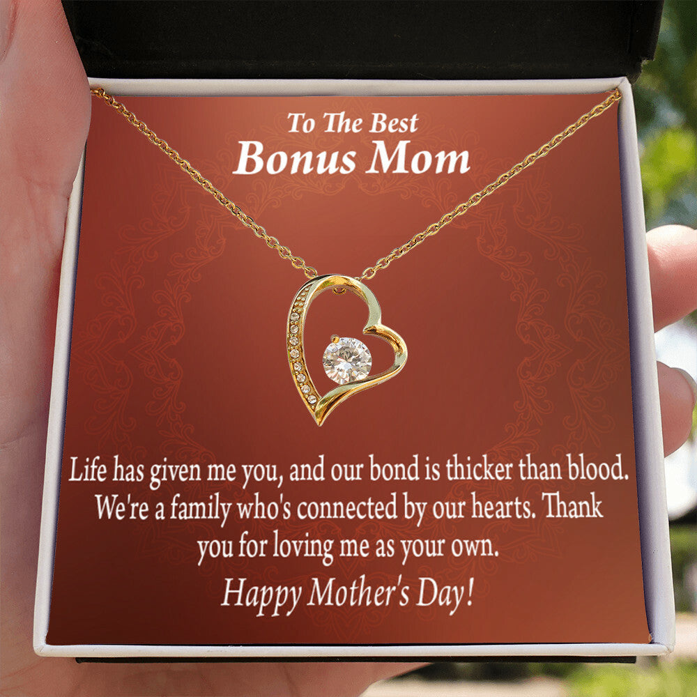 To Step Mom Bonus Mom Happy Mothers Day Forever Necklace w Message Card-Express Your Love Gifts