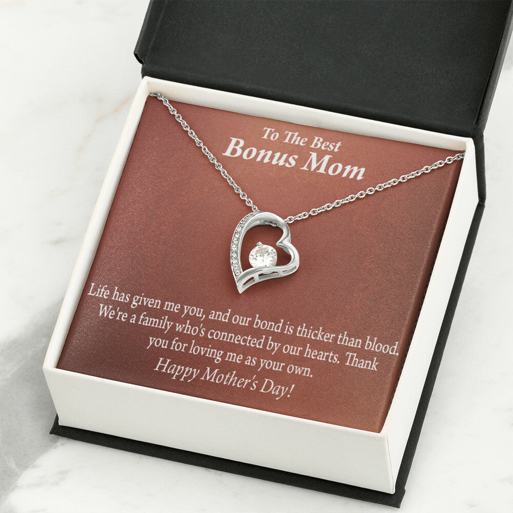 To Step Mom Bonus Mom Happy Mothers Day Forever Necklace w Message Card-Express Your Love Gifts