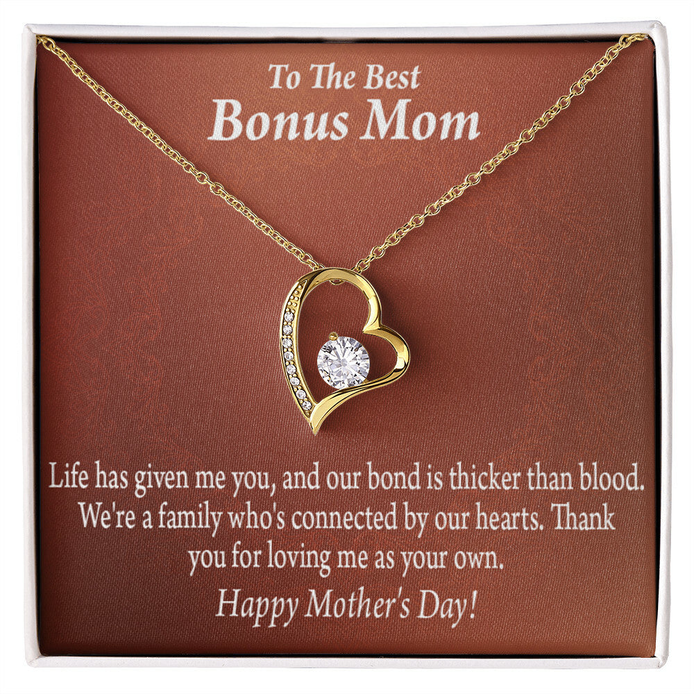 To Step Mom Bonus Mom Happy Mothers Day Forever Necklace w Message Card-Express Your Love Gifts