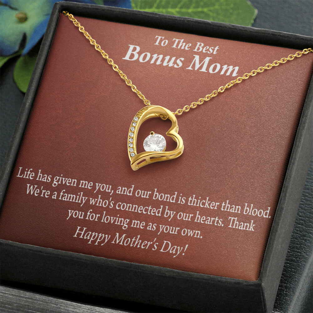 To Step Mom Bonus Mom Happy Mothers Day Forever Necklace w Message Card-Express Your Love Gifts