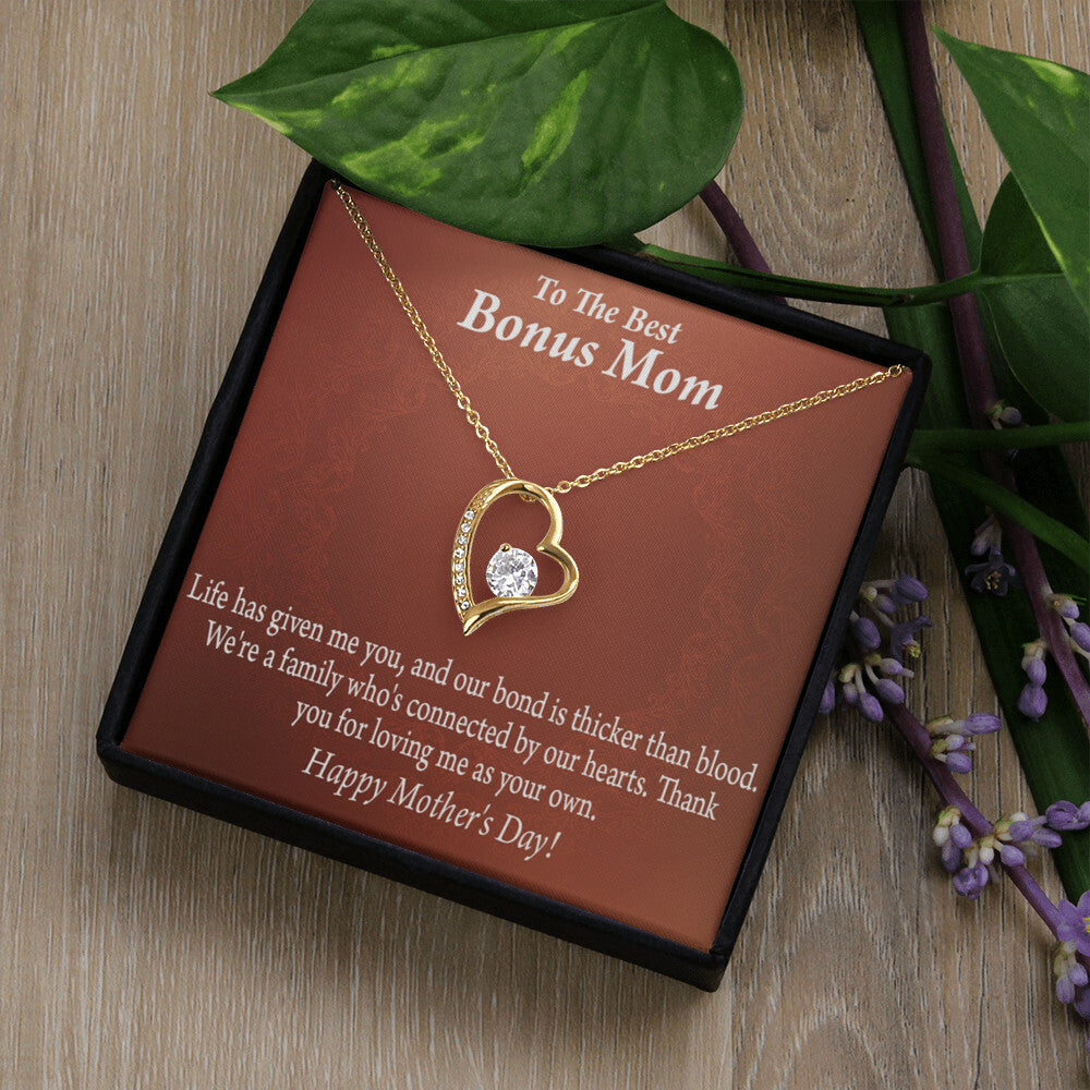 To Step Mom Bonus Mom Happy Mothers Day Forever Necklace w Message Card-Express Your Love Gifts