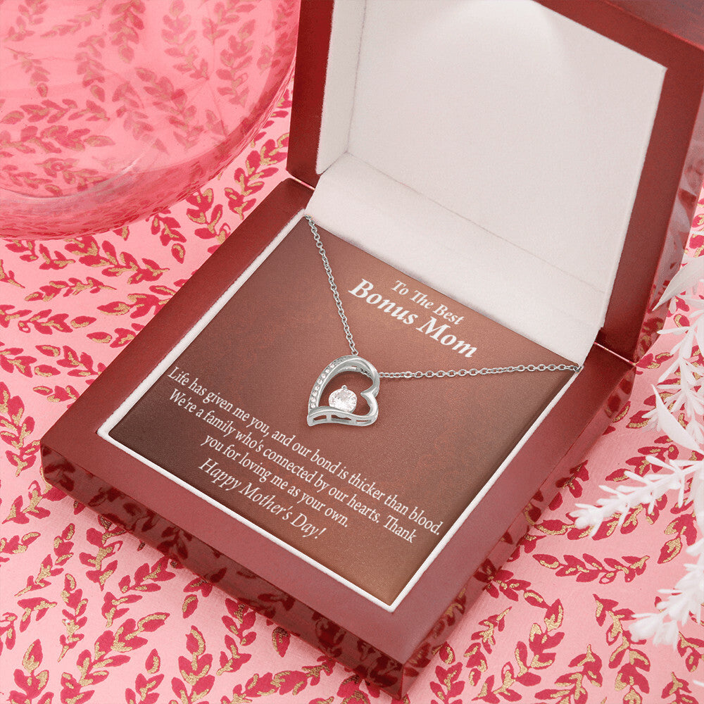 To Step Mom Bonus Mom Happy Mothers Day Forever Necklace w Message Card-Express Your Love Gifts