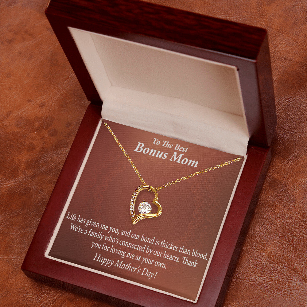 To Step Mom Bonus Mom Happy Mothers Day Forever Necklace w Message Card-Express Your Love Gifts