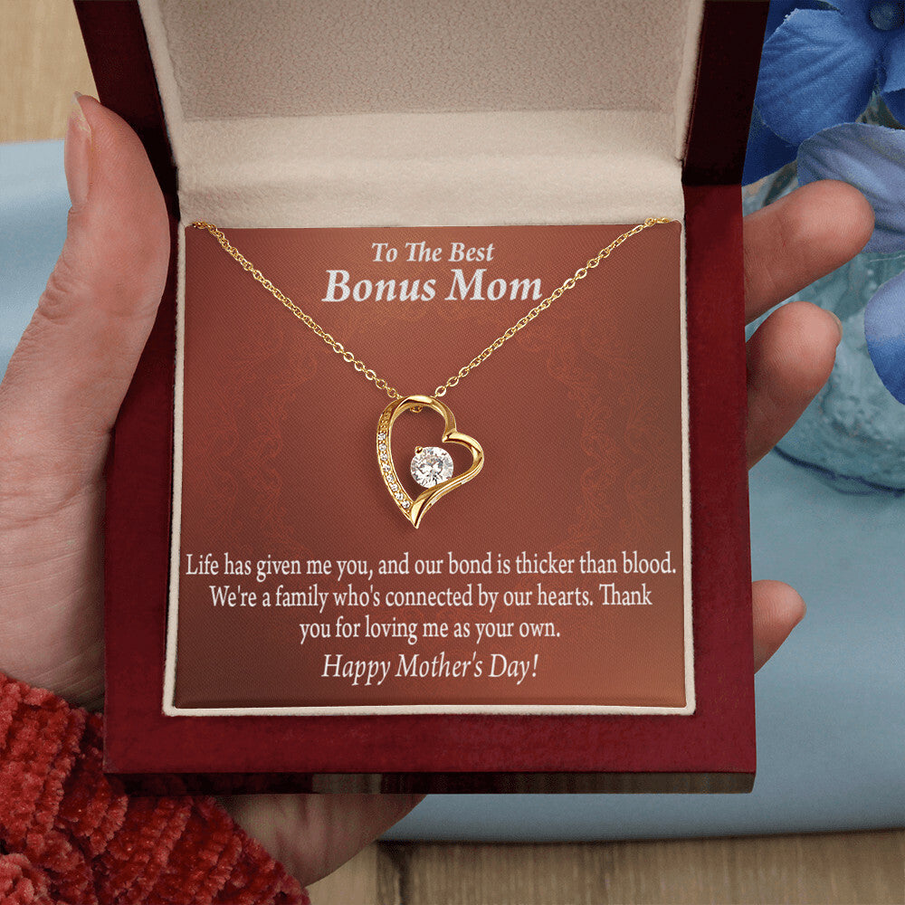 To Step Mom Bonus Mom Happy Mothers Day Forever Necklace w Message Card-Express Your Love Gifts