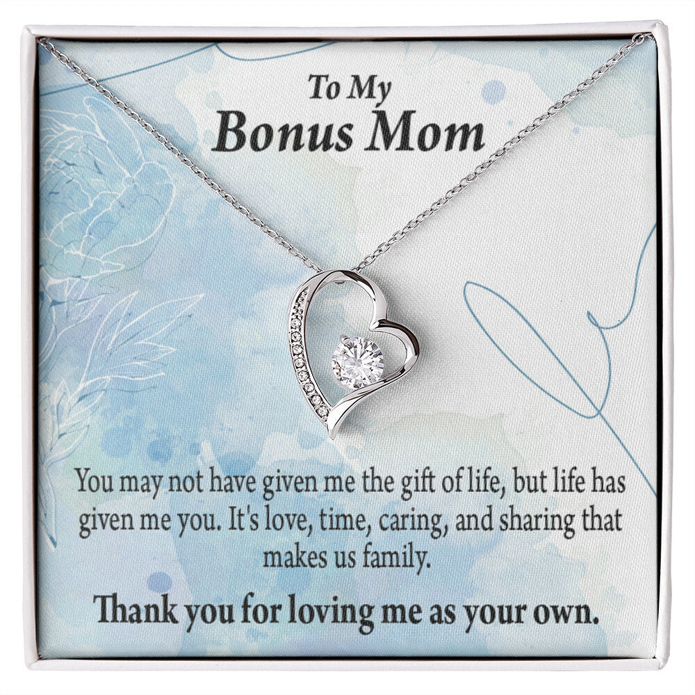 To Step Mom Bonus Mom Loving Me Forever Necklace w Message Card-Express Your Love Gifts