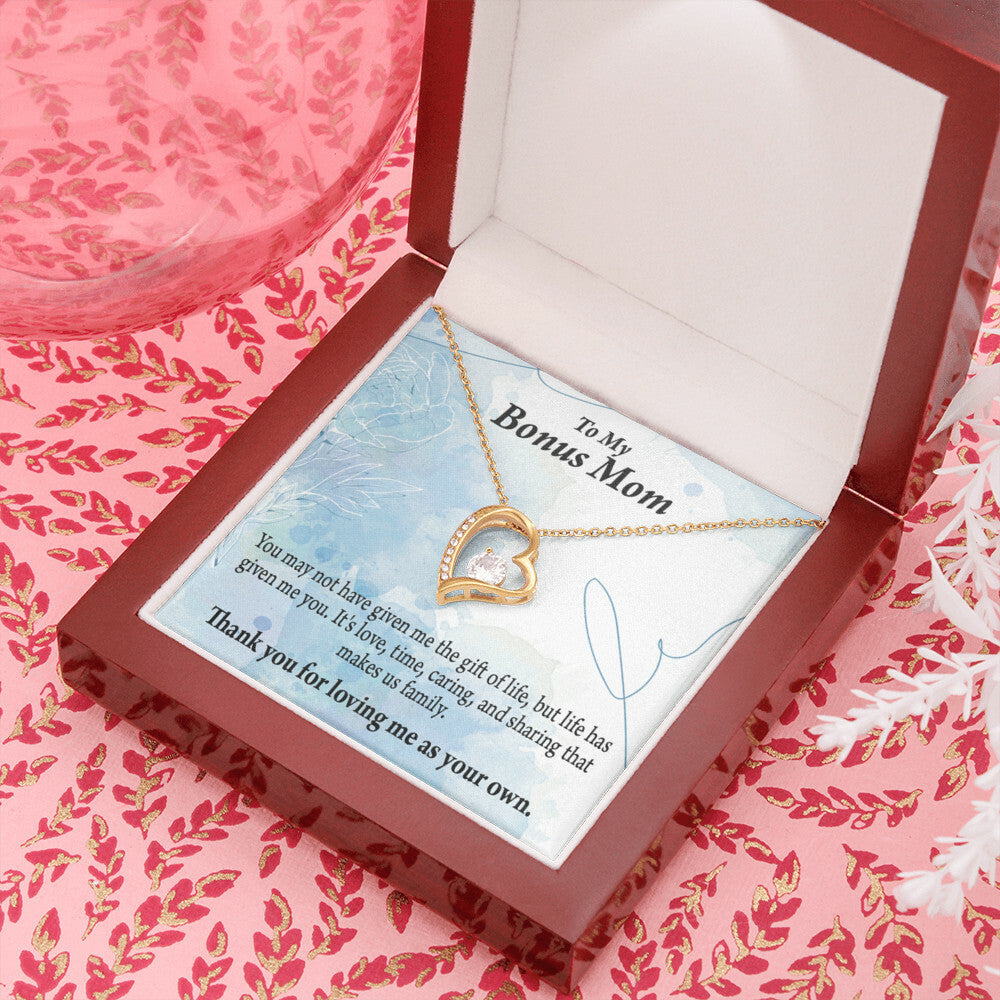 To Step Mom Bonus Mom Loving Me Forever Necklace w Message Card-Express Your Love Gifts