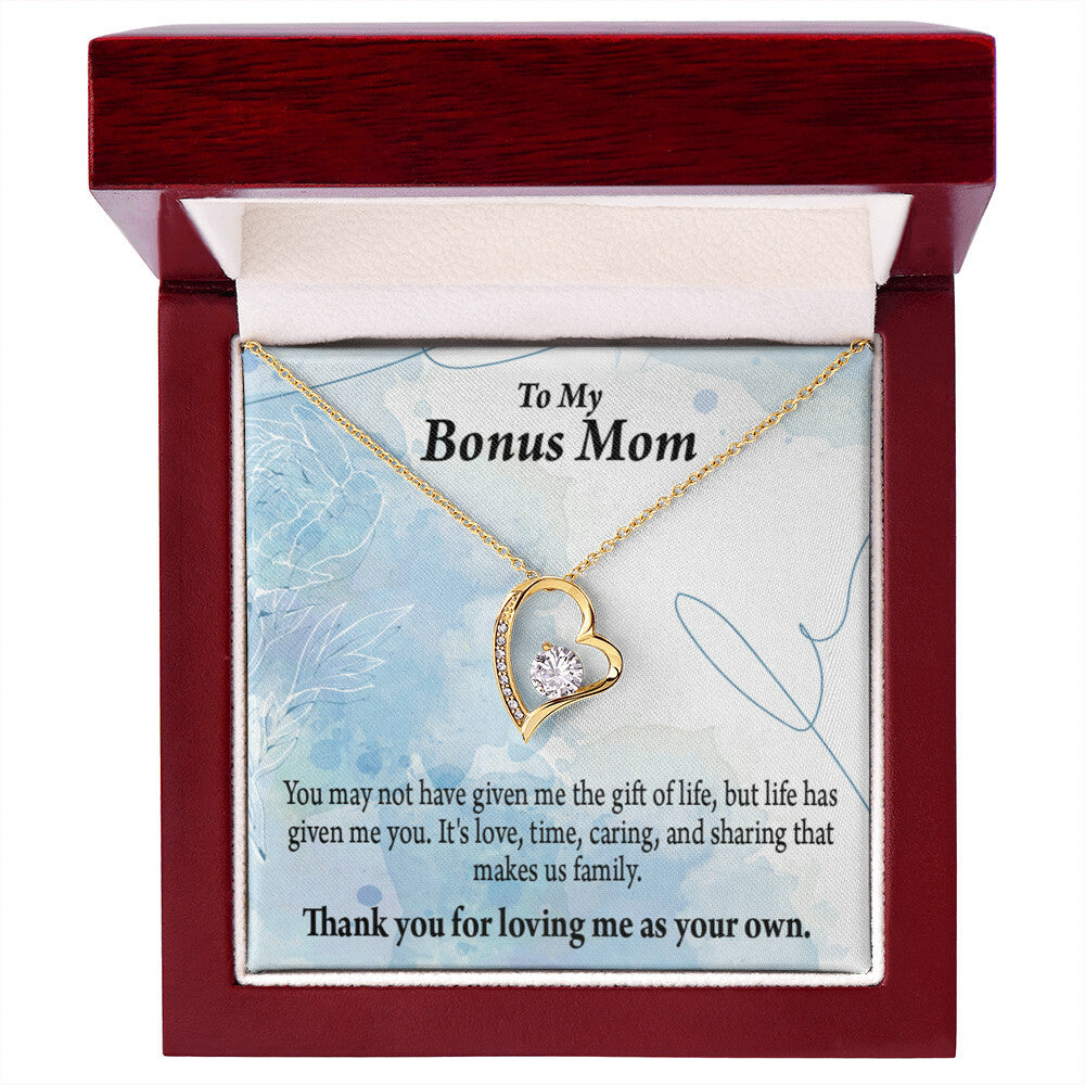 To Step Mom Bonus Mom Loving Me Forever Necklace w Message Card-Express Your Love Gifts