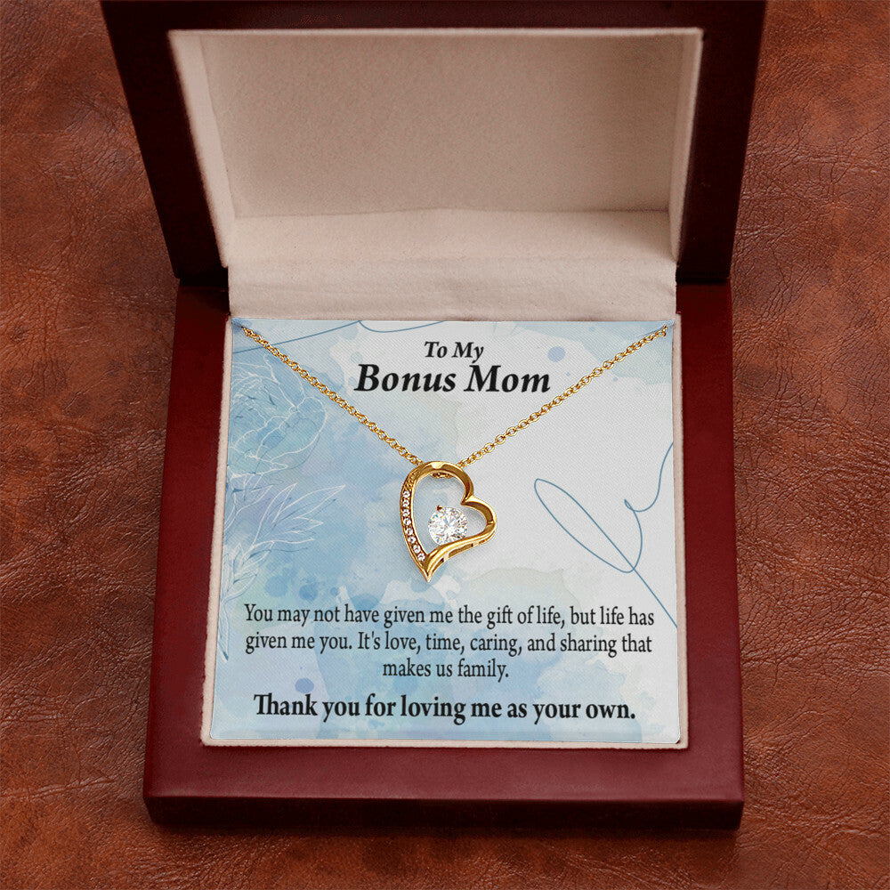 To Step Mom Bonus Mom Loving Me Forever Necklace w Message Card-Express Your Love Gifts