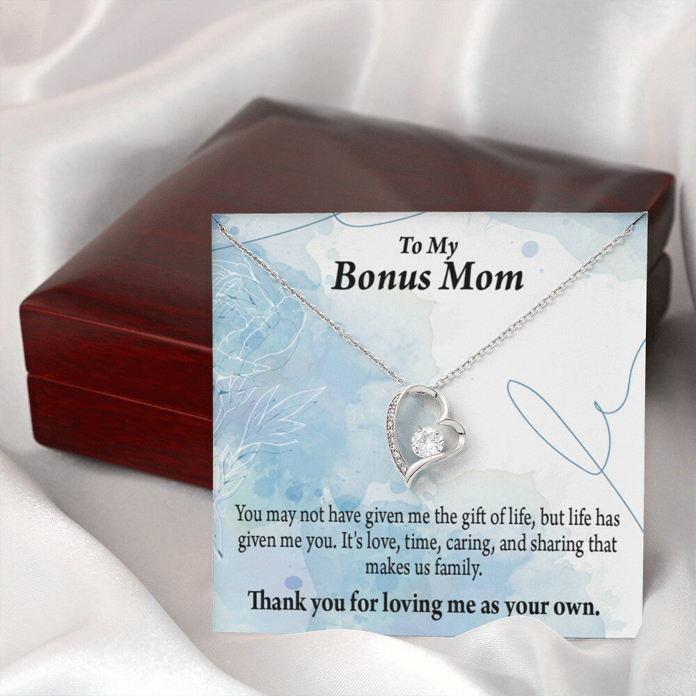 To Step Mom Bonus Mom Loving Me Forever Necklace w Message Card-Express Your Love Gifts