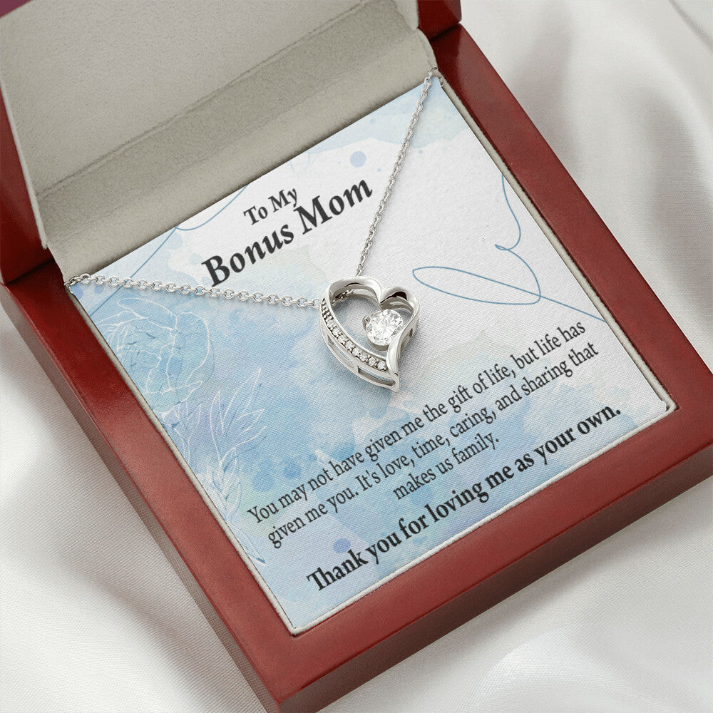 To Step Mom Bonus Mom Loving Me Forever Necklace w Message Card-Express Your Love Gifts