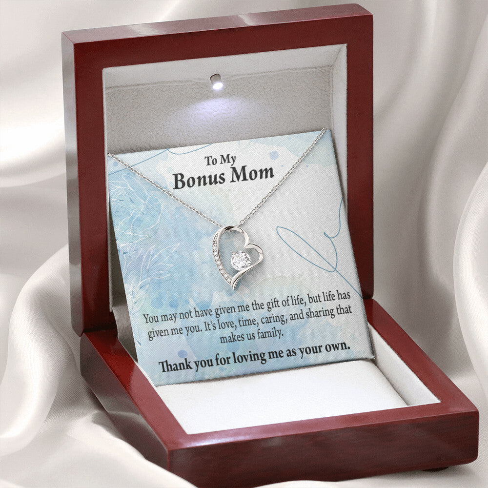 To Step Mom Bonus Mom Loving Me Forever Necklace w Message Card-Express Your Love Gifts