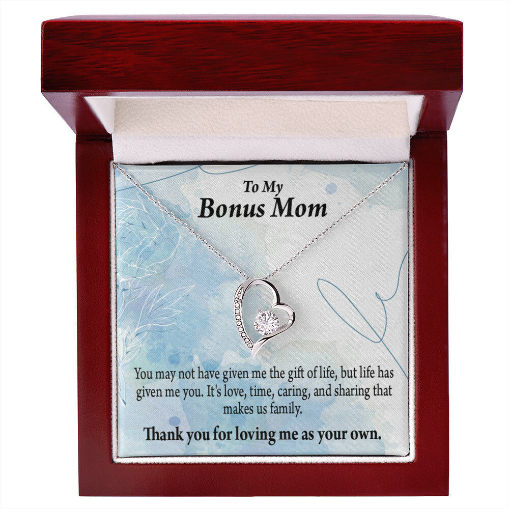 To Step Mom Bonus Mom Loving Me Forever Necklace w Message Card-Express Your Love Gifts