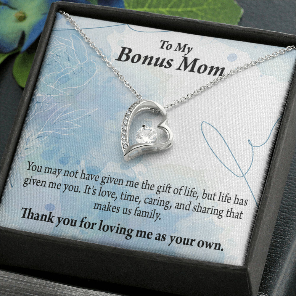 To Step Mom Bonus Mom Loving Me Forever Necklace w Message Card-Express Your Love Gifts