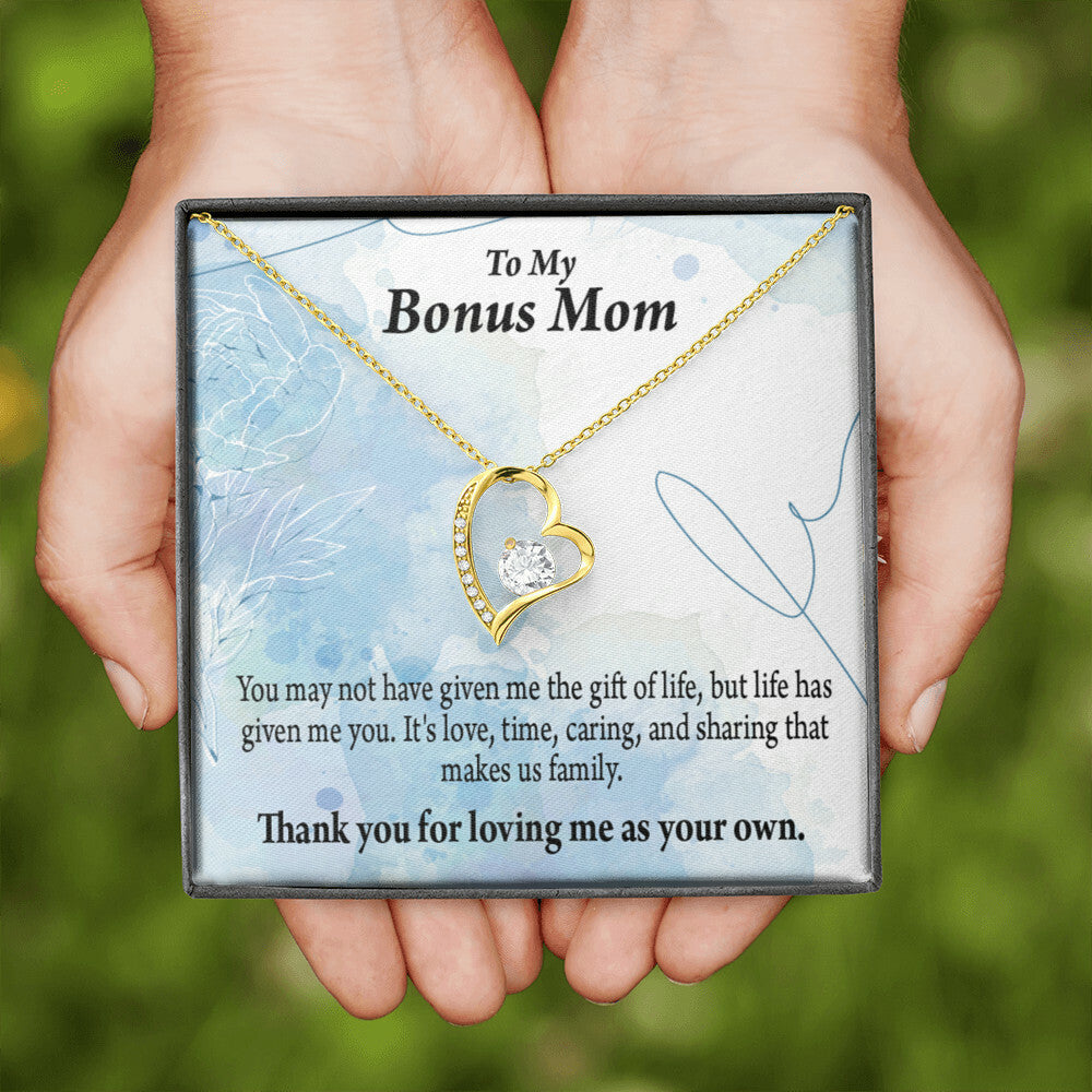 To Step Mom Bonus Mom Loving Me Forever Necklace w Message Card-Express Your Love Gifts