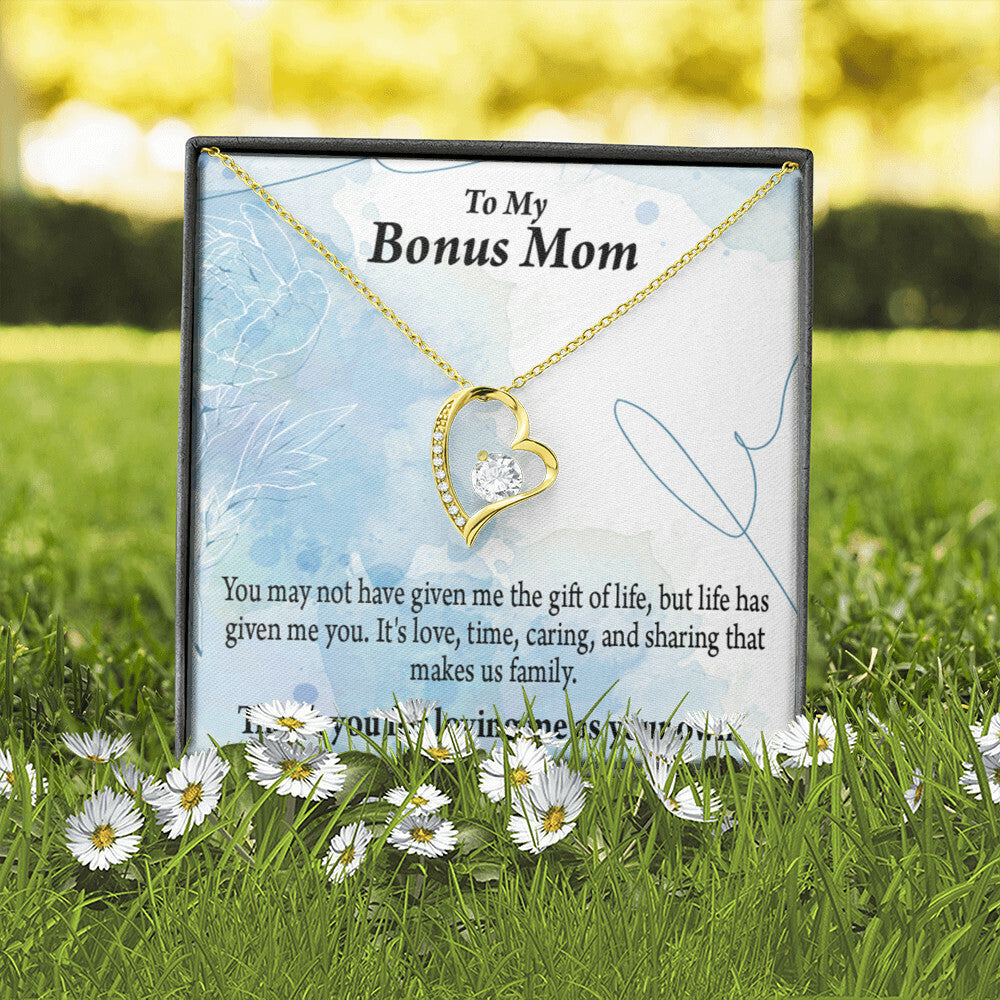 To Step Mom Bonus Mom Loving Me Forever Necklace w Message Card-Express Your Love Gifts