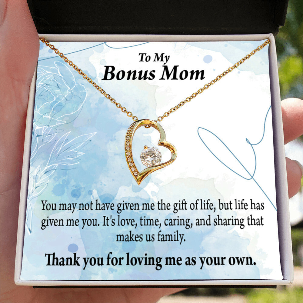 To Step Mom Bonus Mom Loving Me Forever Necklace w Message Card-Express Your Love Gifts