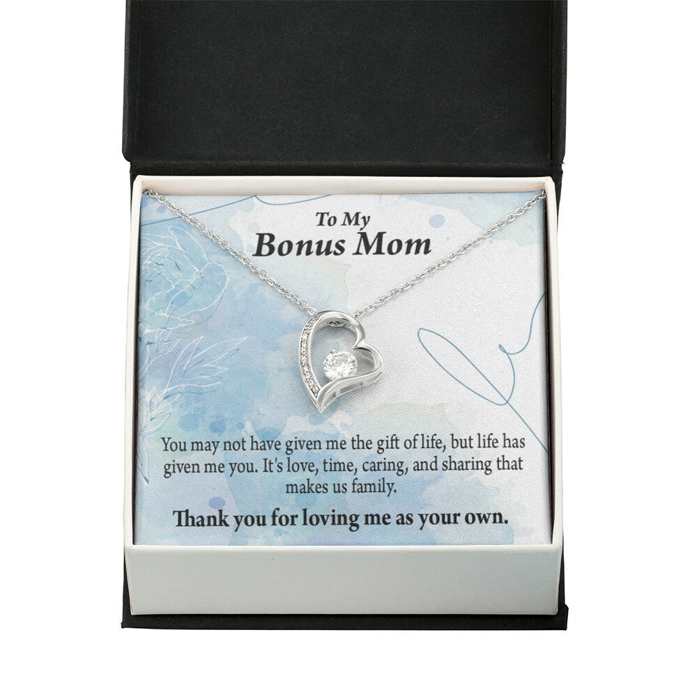 To Step Mom Bonus Mom Loving Me Forever Necklace w Message Card-Express Your Love Gifts